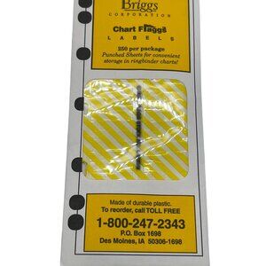 Briggs Chart Flagg Labels 250 Pack Durable Plastic Punched Sheets Flags Yellow